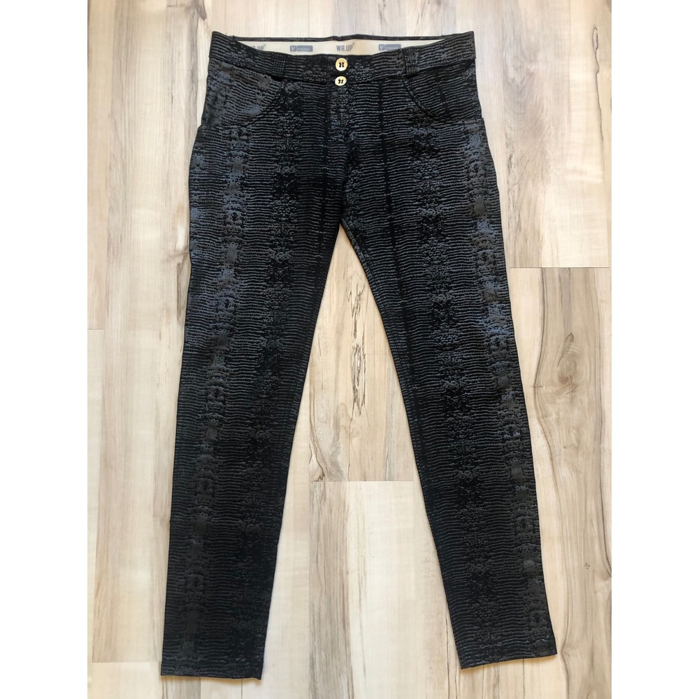 Freddy WR.UP Black Metallic Snake Print Push Up Shaping Pants WRUP1RK6E Size 6